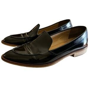 Everlane Women's Sz 8 Modern Loafer Black Patent Leather Slip On Casual Shoes